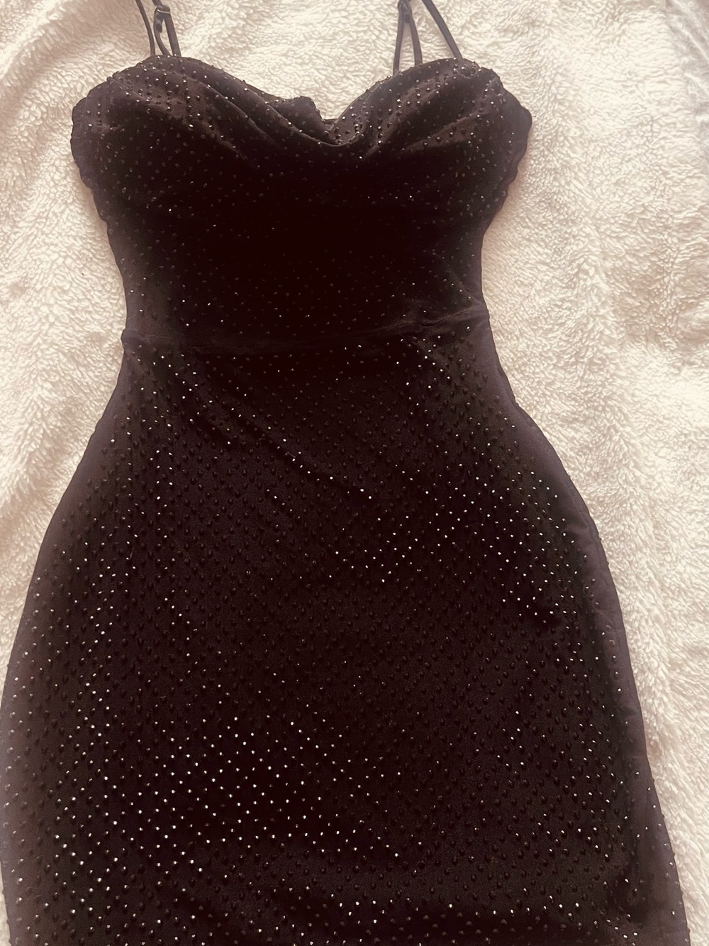 Windsor Black Velvet Rhinestone Mini Dress